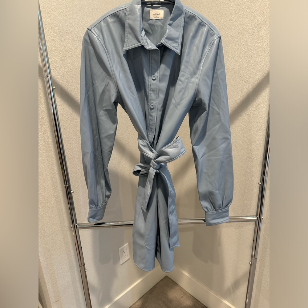 Wilfred vegan leather shirt dress with tie